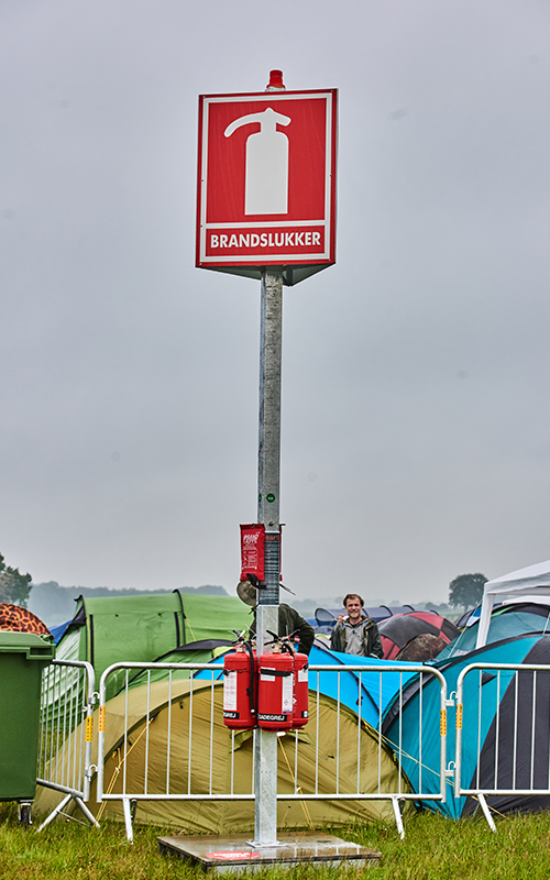 Mobile fire extinguisher stand at Heartland Festival 2019